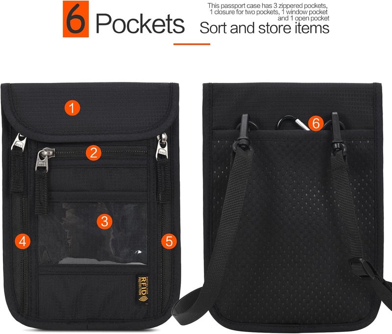 Arouselove Neck Wallet Lightweight RFID Blocking Waterproof Travel Pouch for Women Men - Image 3